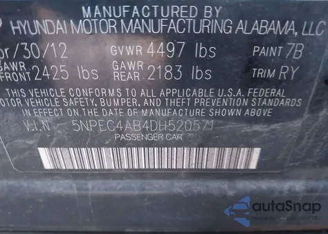 2013 Hyundai Sonata Limited 2.0T from USA, damaged, VIN 5NPEC4AB4DH520571